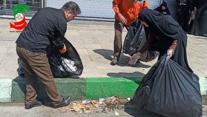 خیابان اصلی شهر بعد از مراسم ظهر عاشورادر آستانه اشرفیه پاکسازی شدند+ عکس  