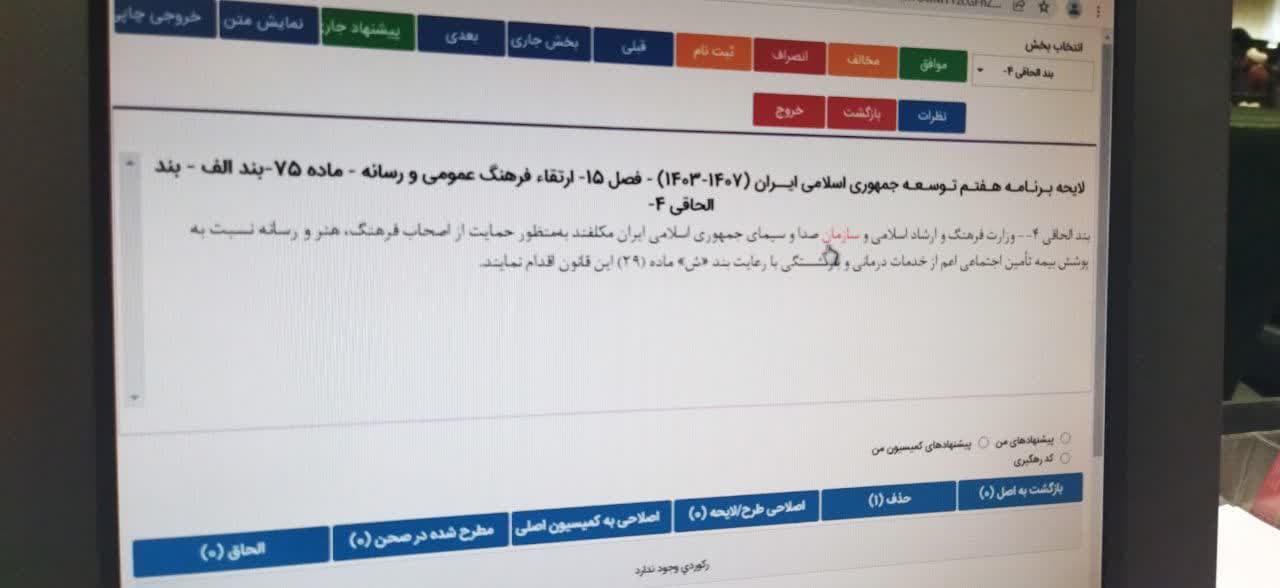 پیشنهاد الحاقی ( بند ۴ ماده ۷۵) در برنامه هفتم  توسعه برای همه اصحاب رسانه تصویب شد