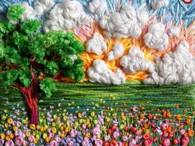 نقاشی با «نخ»؛ منظره‌های شگفت‌انگیزی که «گلدوزی» شده‌اند+(تصاویر)