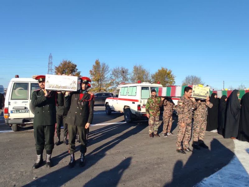 پیکر ۶ شهید دوران دفاع مقدس وارد گیلان شد+عکس