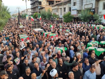 گزارش تصویری از تشییع ۱۱ شهید حمله تروریستی اسرائیل در آستانه اشرفیه (۱)