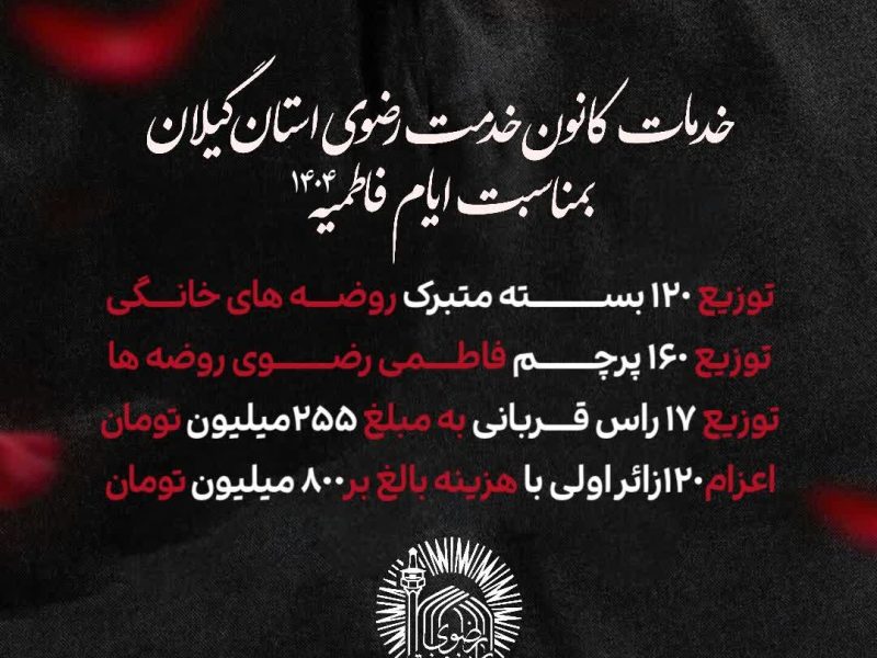 توزیع متبرکات رضوی بمناسبت ایام فاطمیه