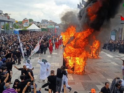 جلوه های تصویری  از آئین آتش زدن خیام در آستانه اشرفیه ( فیلم)